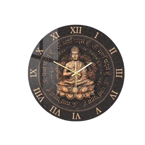 Reloj de pared silencioso, analógico, decorativo, redondo, de acrílico, con diseño de elefante Buda