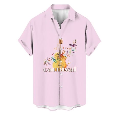 PMUYBHF Chemise à Manches Courtes Imprimée Musique Guitare Mode Printemps et Été pour Hommes 2359 L