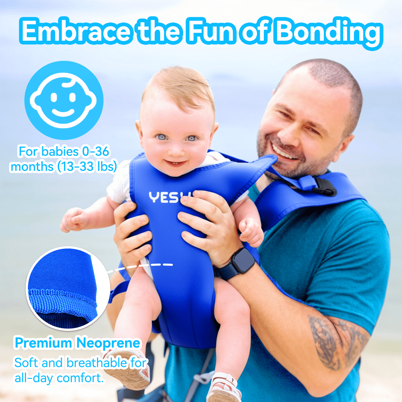Baby Carrier, Dual-Use Adjustable Baby Sling Support Infant Chest Holder with Drawstring Backpack for Newborn to Toddler 13-33 lbs Swimming Pool Beach Land (Pink)