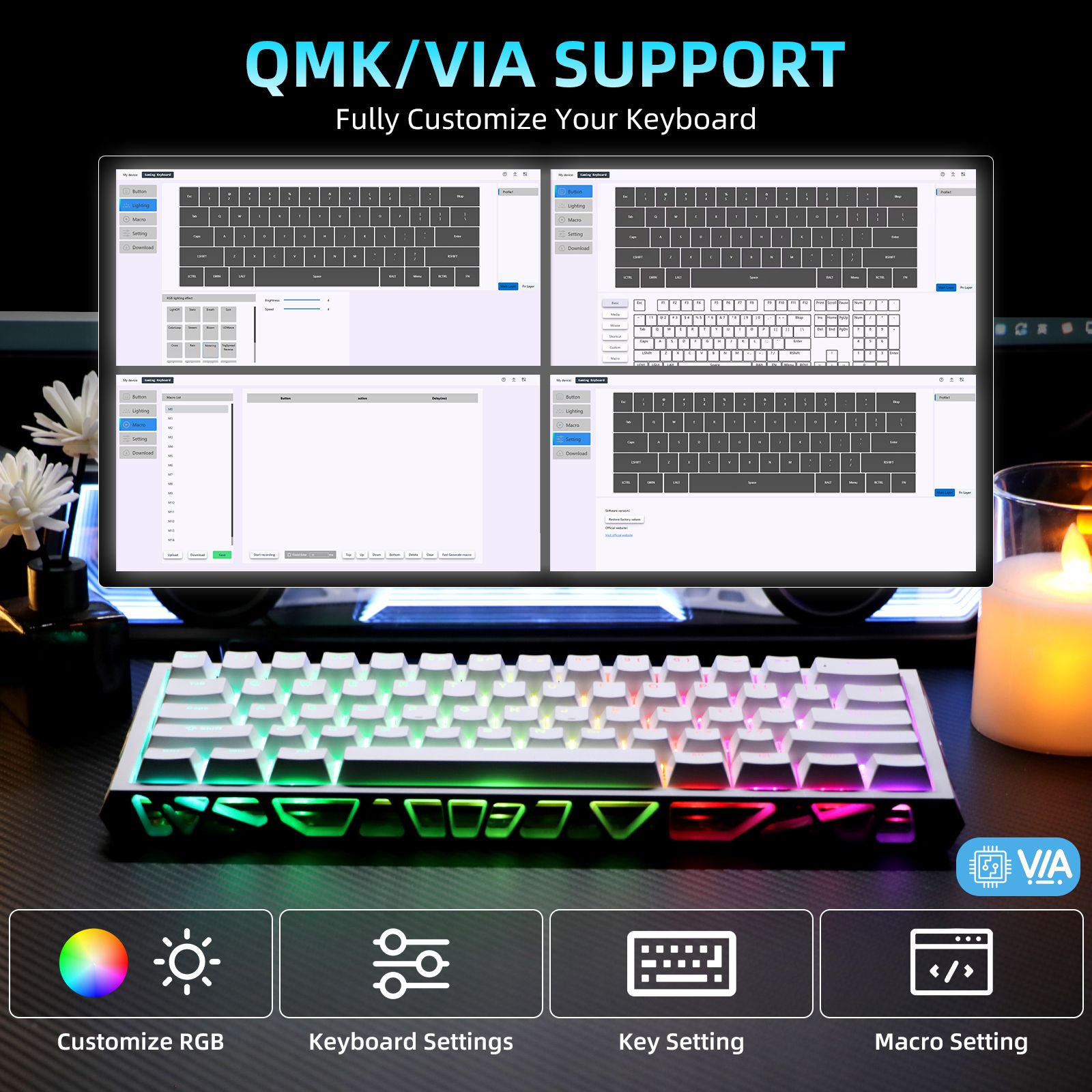 AsterOutdoor 61-Key Mechanical Gaming Keyboard RGB Backlit photo 5