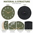 thumbnail image 4 of Wall Clocks Battery Operated for Living Room Kitchen 12" Silent Non Ticking Modern Wall Clock for Bedroom Office Decor Olive Green, 4 of 7