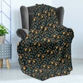 thumbnail image 4 of Tangerine Soft Flannel Fleece Throw Blanket, Repetitive Pattern with Swirling Branches Citrus Fruits, Cozy Plush for Indoor and Outdoor Use, 70" x 90", Dark Night Blue Marigold, by Ambesonne, 4 of 5