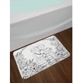 thumbnail image 2 of Doodle Bath Mat, Girlfriends with Conjoined Ponytails Hugging Friendship Coloring Book Style Design, Non-Slip Plush Mat Bathroom Kitchen Laundry Room Decor, 29.5 X 17.5 Inches, Black White, Ambesonne, 2 of 2
