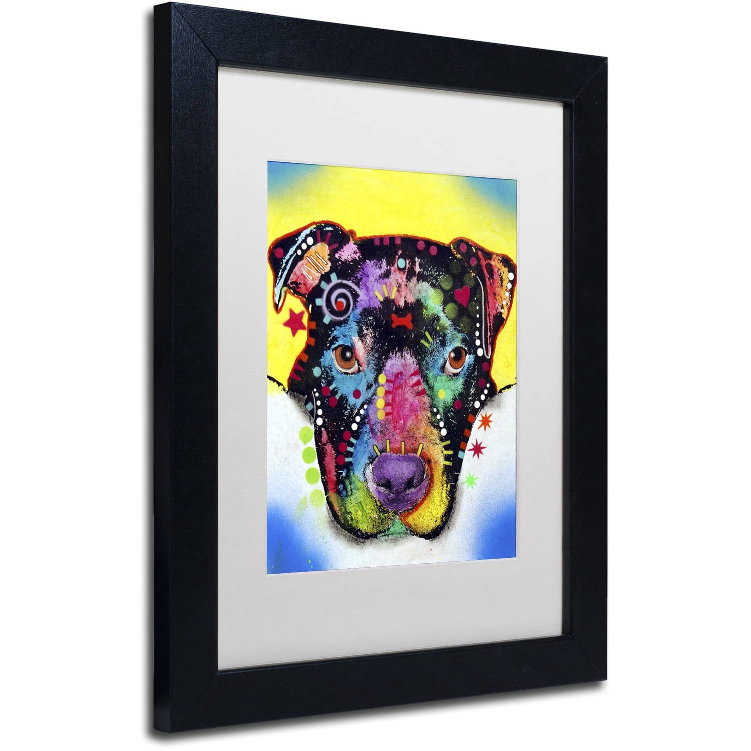 Trademark Fine Art "Otter Pitbull" Canvas Art by Dean Russo, White Matte, Black Frame