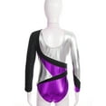 thumbnail image 5 of Aislor Girls Long Sleeve Shiny Ballet Dance Leotard Gymnastics Athletic Bodysuit Jumpsuit Dancewear Purple 12, 5 of 7