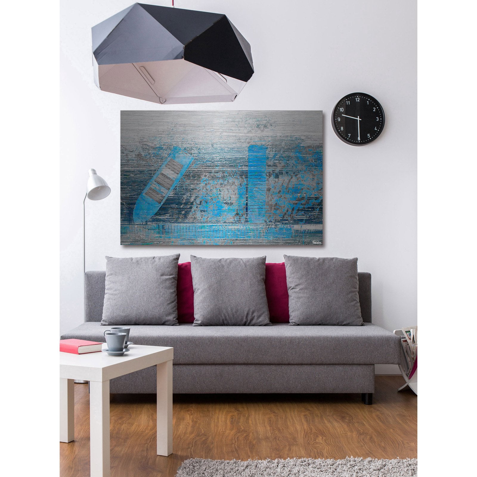 Parvez Taj "Faded Blue Pier" Painting Print on Brushed Aluminum