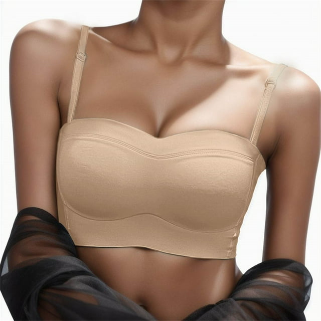 HUITKMM Bra Women's Low Back Bra Wire Backless Bra Convertible Spaghetti Strap Seamless Sleeping Bralette