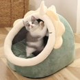 thumbnail image 2 of Alfombrilla nido para gatos semicerrada extraíble y lavable, cesta para perros y gatos, tienda de campaña para gatos, cueva, cama para gatos, verde S - Verde S, 2 of 5