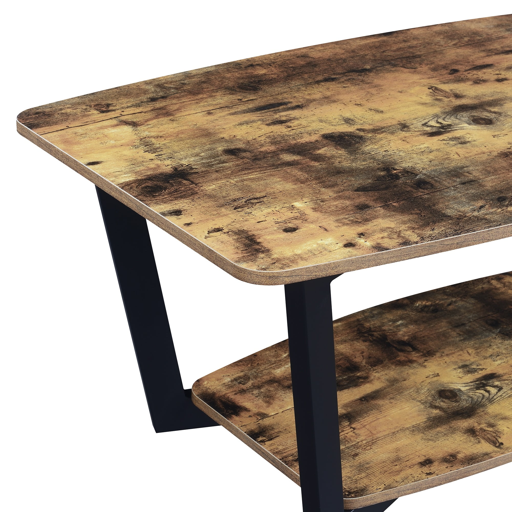 Graystone Coffee Table with Shelf - Barnwood/Black