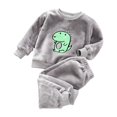 thumbnail image 5 of Ruyang Toddler 2 Piece Outfit Flannel Cute Animal Embroidery Long Sleeve Pullover Solid Plush Pants Sets Baby Autumn Winter Thermal Clothes, 5 of 5