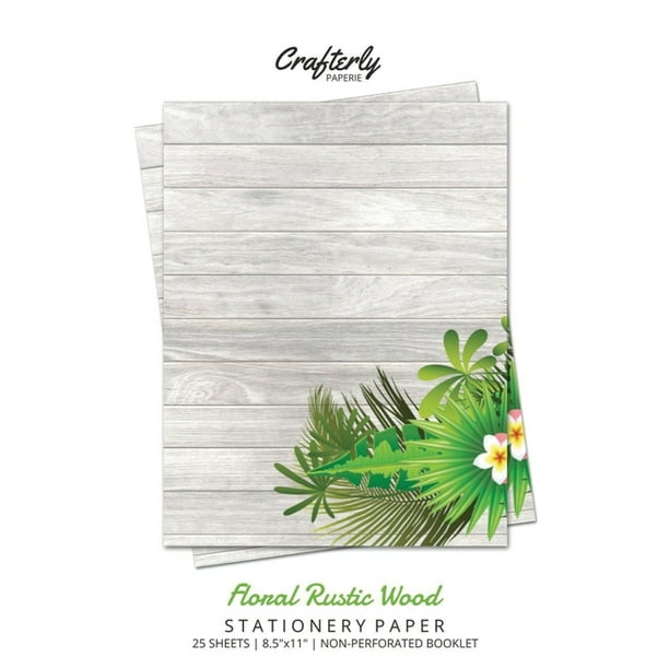 Floral Rustic Wood Stationery Paper Cute Letter Writing Paper For Home Office 25 Sheets Border Paper Design Paperback Walmart Com Walmart Com