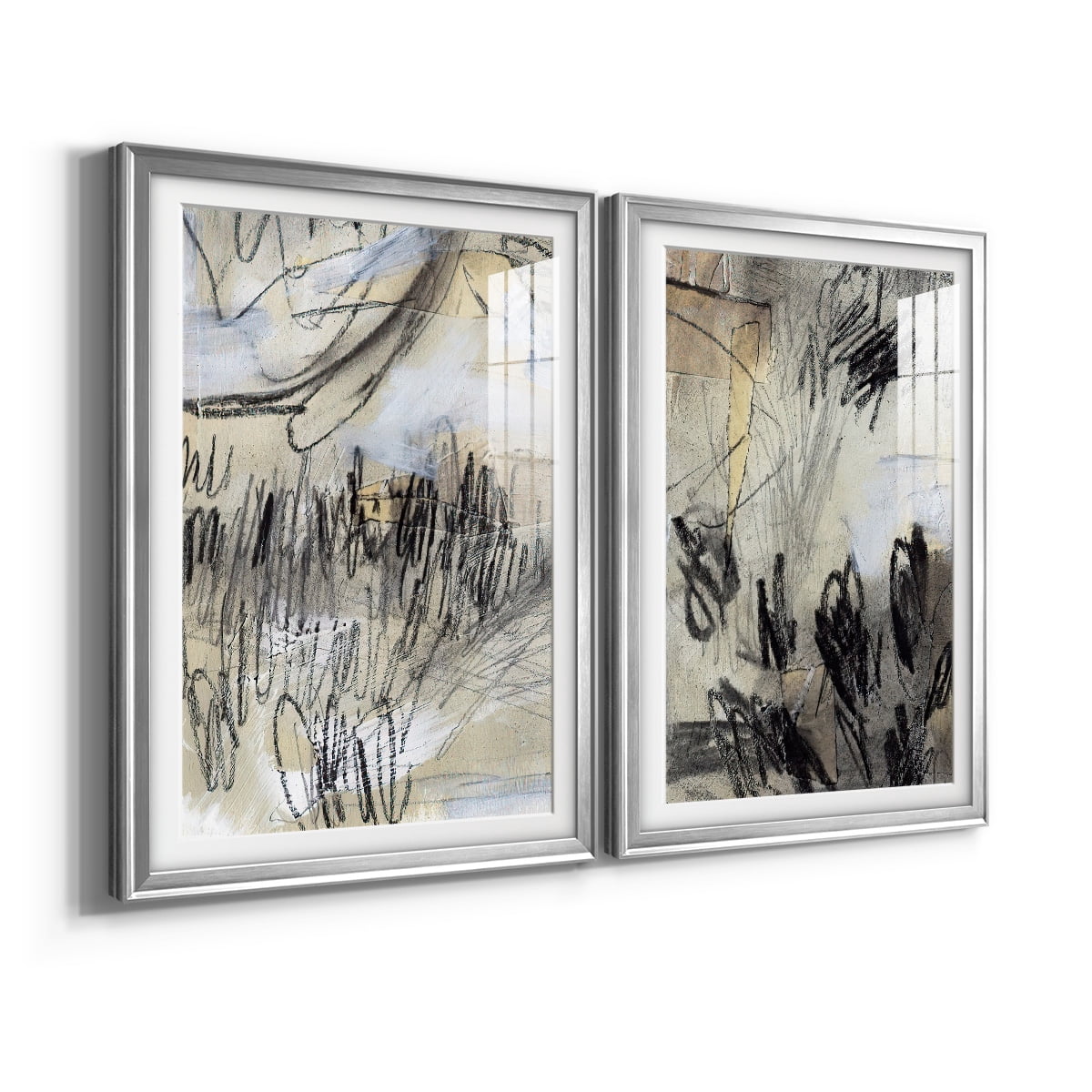 Wexford Home Masked Notes III Premium Framed Print, 18.5" x 24.5" - Ready to Hang, Silver (Set of 2)