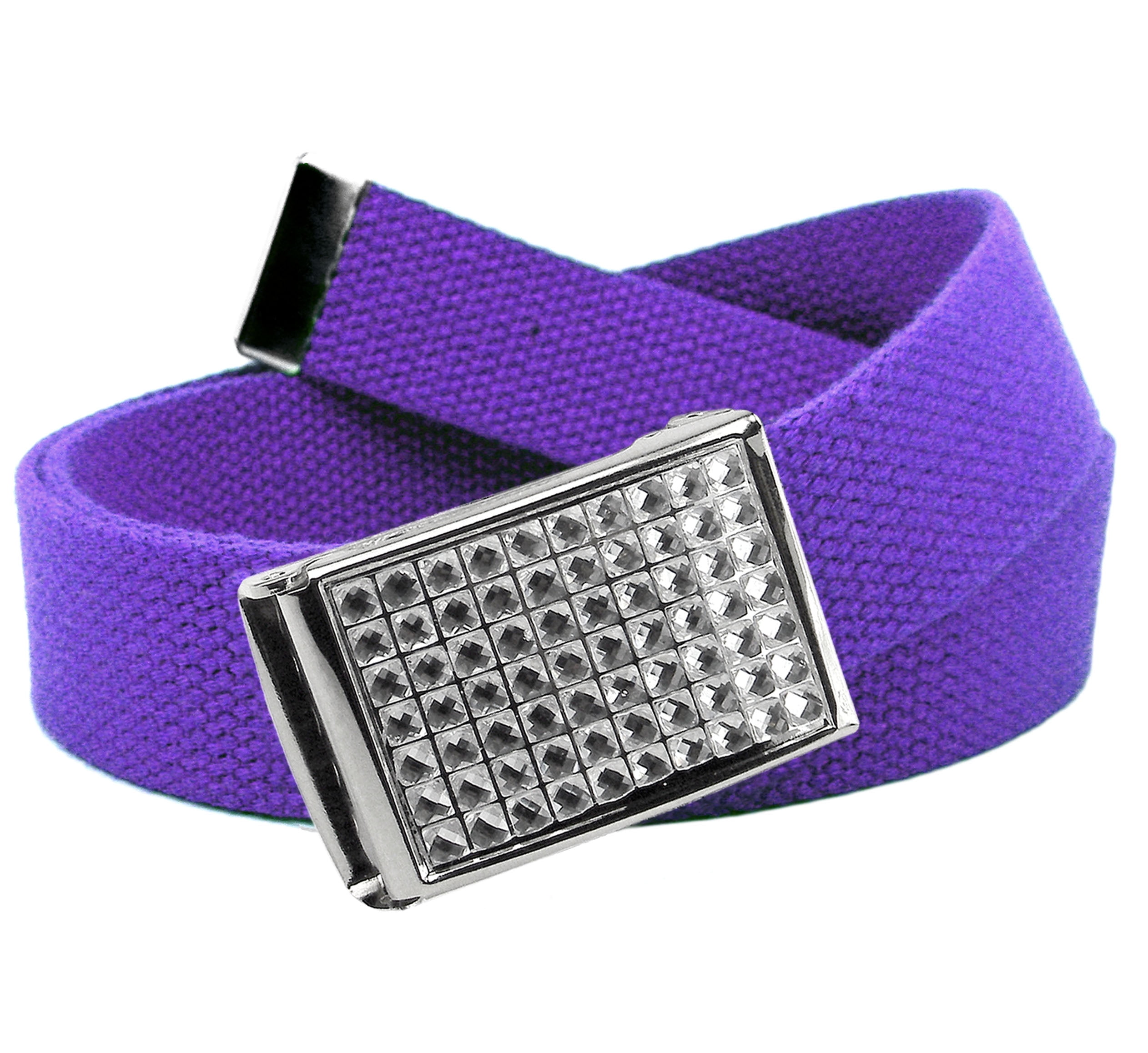 Girls School Uniform Belt Sparkly Crystal Easy Clamp Buckle with Canvas