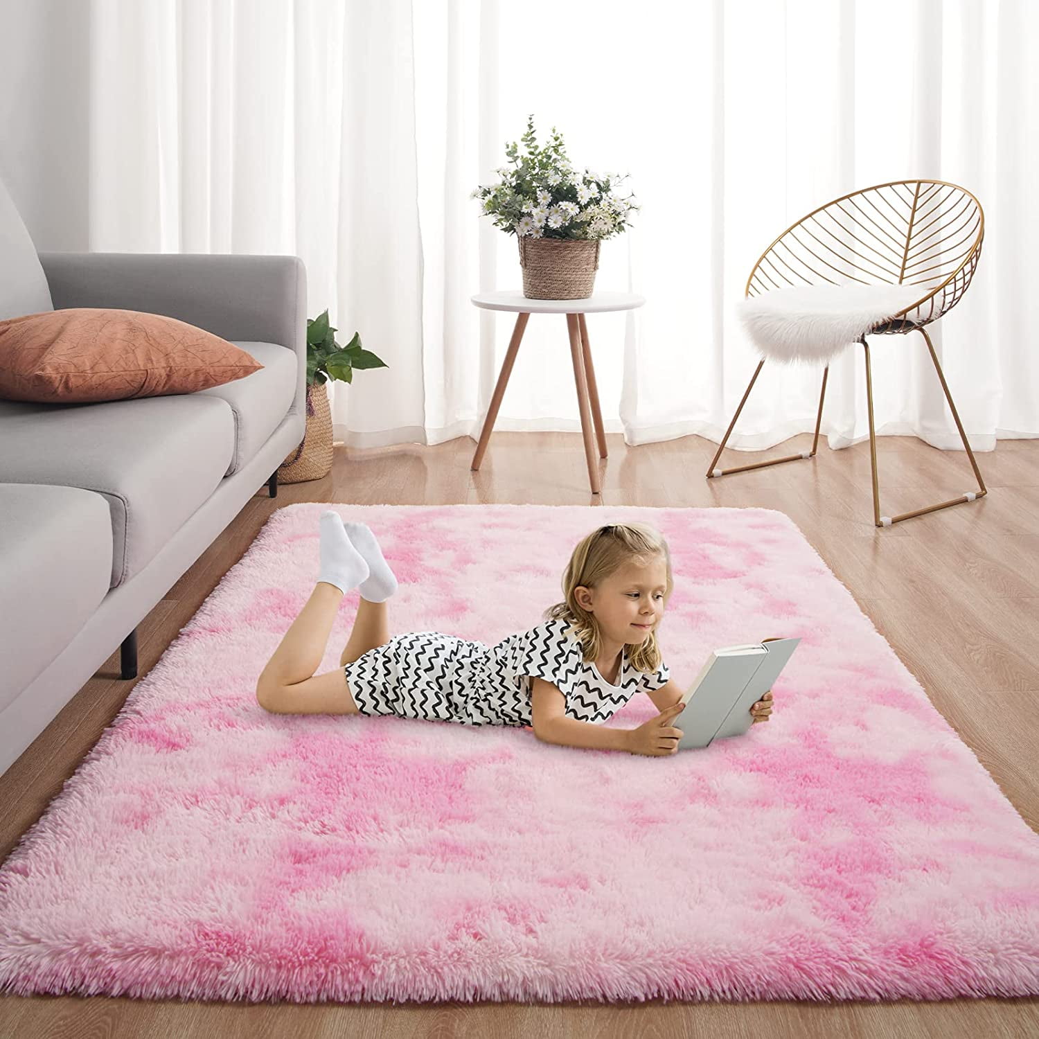 Softlife Super Soft Plush Tie Dye Velvet Rugs for Home Decor,Fluffy