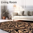 thumbnail image 2 of ODIKA 2'x3' Machine Washable Non-Slip Area Rug, Luxurious Carved Swirl Medallion Abstract Paisley Decorative Elegant High Traffic Rug with Pad, Black, 565453, 2 of 8