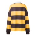 thumbnail image 5 of Women Striped Color Block Polo Sweatshirt Lapel Collared Long Sleeve Oversized Shirt Trendy Spring Clothes (Coffee L), 5 of 5