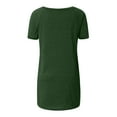 thumbnail image 5 of CFLVAEK Womens Long Tshirts Casual Short Sleeve Tshirt Loose Fitted V Neck Tunic Tops Solid Color Summer Going Out Pullover Tops Green S, 5 of 6