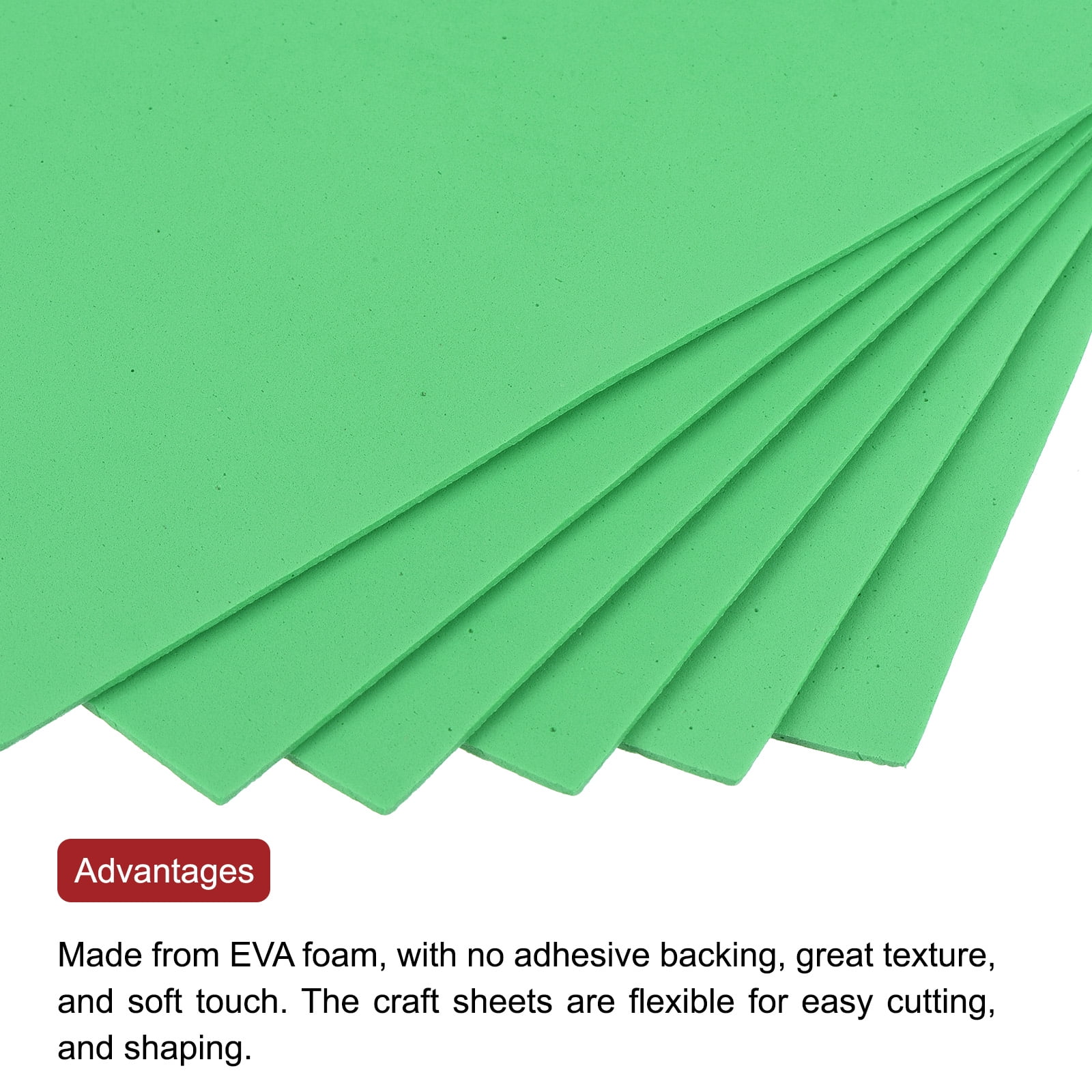 Uxcell 40 Pack EVA Foam Sheets Green 7.8 Inch x 5.9 Inch 2mm Thick Crafts Foam EVA Sheets for Costumes, Crafts Projects