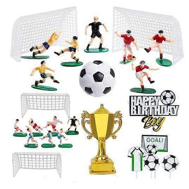 1 Set Soccer Cake Topper Decorations: Player Figurines & Soccer Ball Cupcake Toppers For Boys Birthday Party Sport Theme Party Supplies