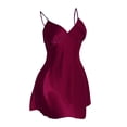 thumbnail image 3 of LIZUOJUN Under $4 Nightgown Slip Dress Nighties Lustrous Satin Thin Fixed Strap V Neck Short Length Solid Color Flared Hem Slim Lightweight Summer Indoor Loungewear 3XL, 3 of 7