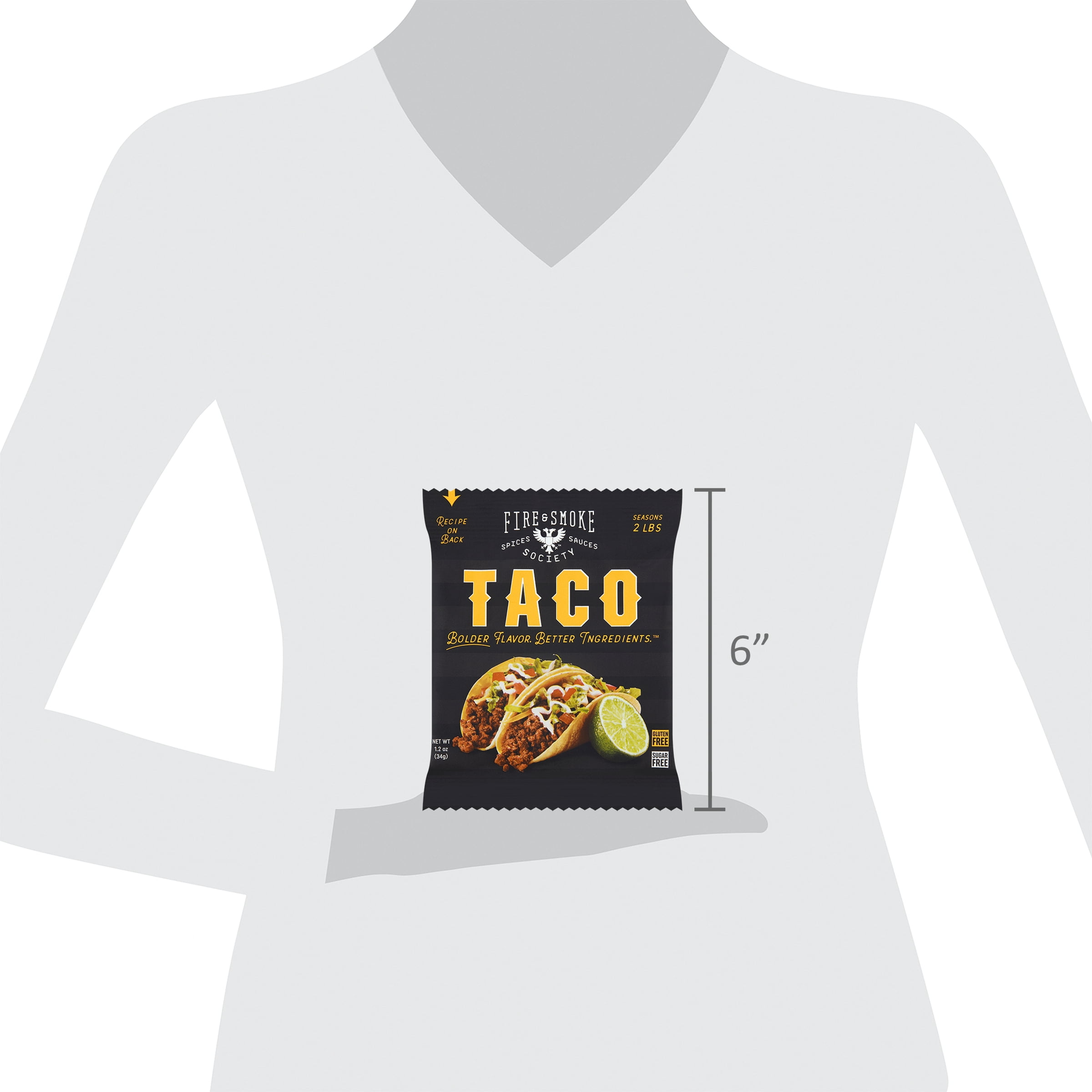 (3 pack) Fire & Smoke Society Taco Seasoning 1.2 Ounce, 1 Packet; Seasons 2 lbs