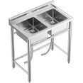 thumbnail image 2 of Évier Utilitaire en Acier Inoxydable 36x21x40 Po Certifié NSF, Autoportant, à Double Bol, Évier Commercial avec Tablette de Rangement pour Cuisine, Buanderie, Restaurant, Garage, Ferme, Extérieur, 2 of 8