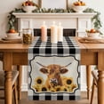 thumbnail image 2 of Table Runner 70 Inches Long for Kitchen Dining, Yellow Sunflowers Yak Dresser Scarf Farmhouse, Dining Table Decorations for Wedding/Parties, Black White Checkered Rustic Buffalo 13 x 70 In, 2 of 8
