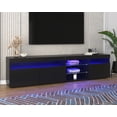 thumbnail image 4 of HMSHA Modern Black TV Cabinet 70.8 Inch with USB LED Lighting,High Gloss Front Media Console with 3 Doors,Matte Finish TV Stand with Storage for Living Room and Dining Room, 4 of 12