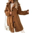 thumbnail image 1 of Innerwin Veste Sherpa à Manches Longues pour Femmes, Manteau Chaud en Polaire à Col Rabattu, Marron 3TG, 1 of 3