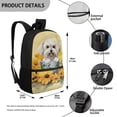 thumbnail image 5 of KUIFORTI Backpack Kids School Bags Casual Lightweight Daypack with Adjustable Straps Travel Rucksack Elementary School Students Book Organizer, Cute Poodle Sunflower, 5 of 6