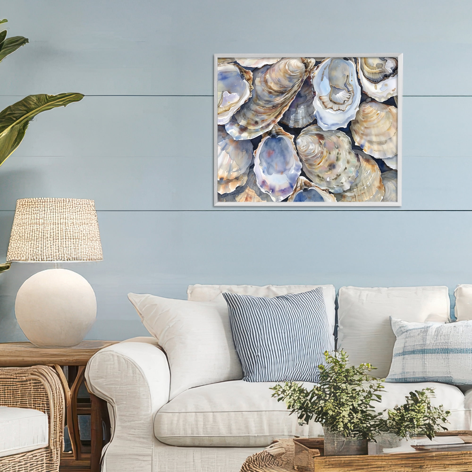 Stupell Industries Oyster Shellabration Pile White Framed Giclee Art, design by Heidi Kuntz