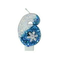 thumbnail image 1 of Ice Snow Themed Birthday Cake Decoration With Flashing Blue Number Candles And Cupcake Toppers For Party Atmosphere, 1 of 2
