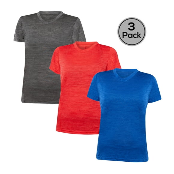 Blank Activewear Pack de 3 T-Shirts pour Femmes, Tissu à Séchage Rapide et Performance MIX