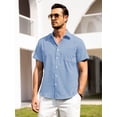 thumbnail image 6 of Youclos Men's Short Sleeve Casual Button Down Shirts Linen Shirts with Contrast Button and Pocket - Lightweight Soft Skin-Friendly Beach Shirt, 6 of 7