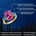 thumbnail image 2 of Gem Stone King 6.80 Ct Pink Created Sapphire London Blue Topaz 18K Yellow Gold Plated Silver 3-Stone Engagement Ring, 2 of 6