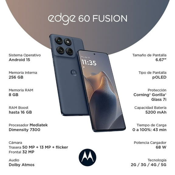 Motorola EDGE 60 FUSION 12GB RAM 256GB ROM Pantone Slipstream (GREY)