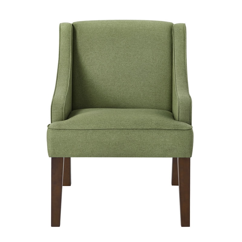 Mid Century Modern Accent Chair, Upholstered Fabric Armchair with Solid Wood Legs, Comfy Lounge Reading Chair for Living Room, Bedroom, Office, Green