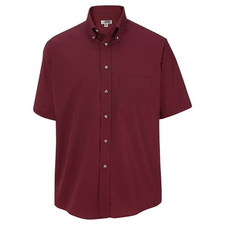 Men's Big And Tall Button Down Short Sleeve Poplin Shirt, WINE, 3XLT
