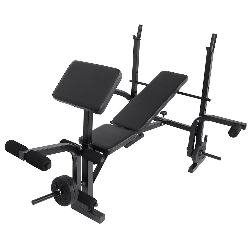 ADJUSTABLE WEIGHT BENCH Press Barbell Rack Exercise Strength Training Workout 