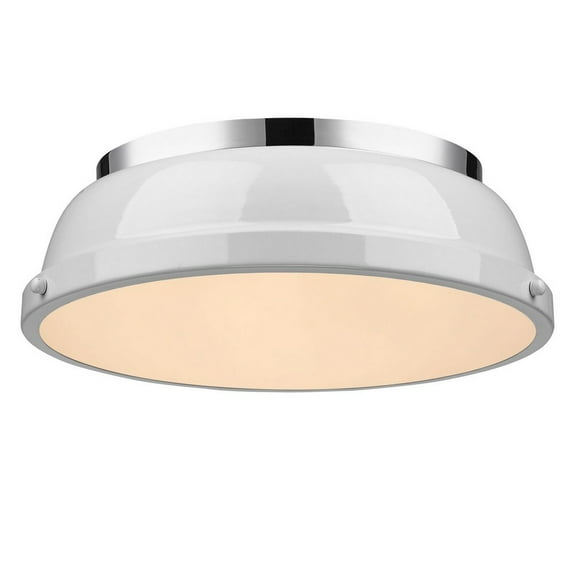 2 Light Flush Mount in Classic Style 4.25 inches High By 14 inches Wide-Chrome Finish-White Shade Color Bailey Street Home 170-Bel-4159407
