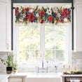 thumbnail image 5 of Poinsettia Fir Leaf Berry Valances for Windows Christmas Balls Rod Pocket Curtain Valance Window Treatment Short Curtains for Kitchen Living Room, 60"x18", 5 of 5
