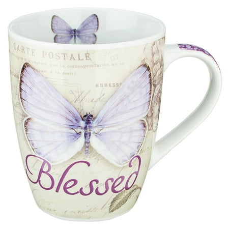 

Blessed Butterfly Mug – Botanic Purple Butterfly Coffee Mug w/Jeremiah 17:7 Bible Verse Mug for Women and Men – Inspirational Coffee Cup and Christian Gifts (12-ounce Ceramic Cup)