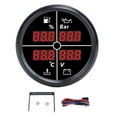 thumbnail image 2 of Boat 52mm 4 in 1 Multifunctional Digital Display Gauge Fuel Level Oil Pressure Water Temperature Voltmeter with Backlight, 2 of 7