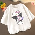 thumbnail image 3 of Sanrios Kawaii Anime Kuromi Hello Kitty, camiseta de manga corta de algodón con dibujos animados para niños, parte inferior de cuello redondo, Top de verano, regalo, 3 of 4