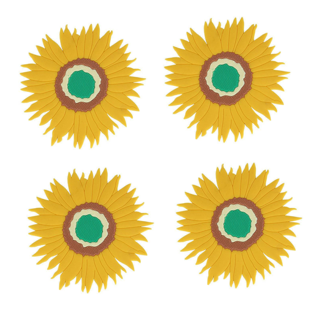 Almohadilla de aislamiento térmico antiescaldado, tapete de mesa impermeable, posavasos, tapete para platos domésticos, mantel individual de girasol, tapete para cuenco (4 piezas) Sailing Electrónica