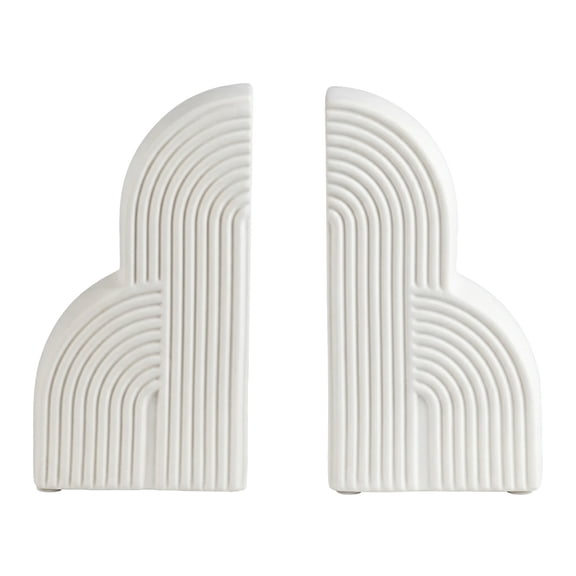 Unique Bargains Expandable Resin Bookends with Compartments Home 2 Pcs White Splash Dot