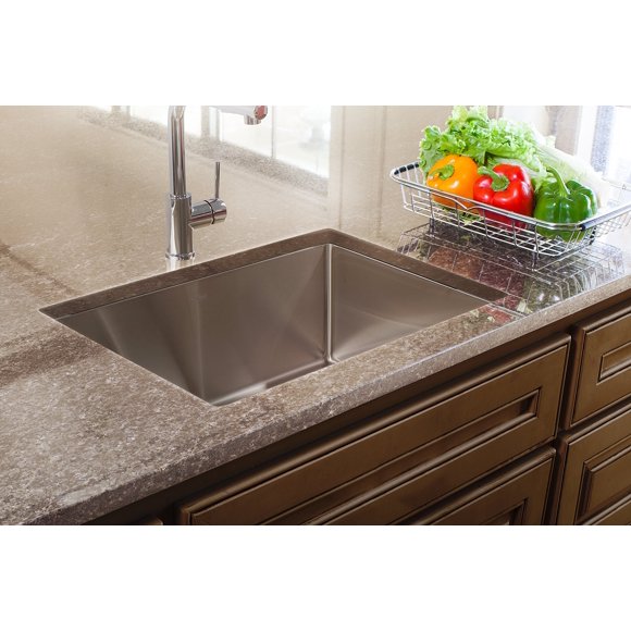Franke HFS2522-1 Vector 25" Dual Mount Single Bowl 1-Hole 9" Deep Kitchen Sink with Fast-in Installation System, Stainless Steel