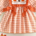 thumbnail image 4 of enyan Toddler Baby Girls Halloween Outfit Pumpkin Smocked Puff Sleeve A-Line Plaid Dresses Girls Fall Clothes Orange,12-18 Months, 4 of 4