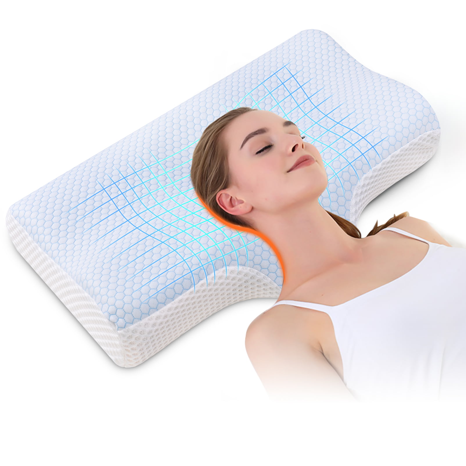 Memory Foam Contour Pillow Cervical Side Sleeper Bed Pillow to Reduce Neck Pain 
