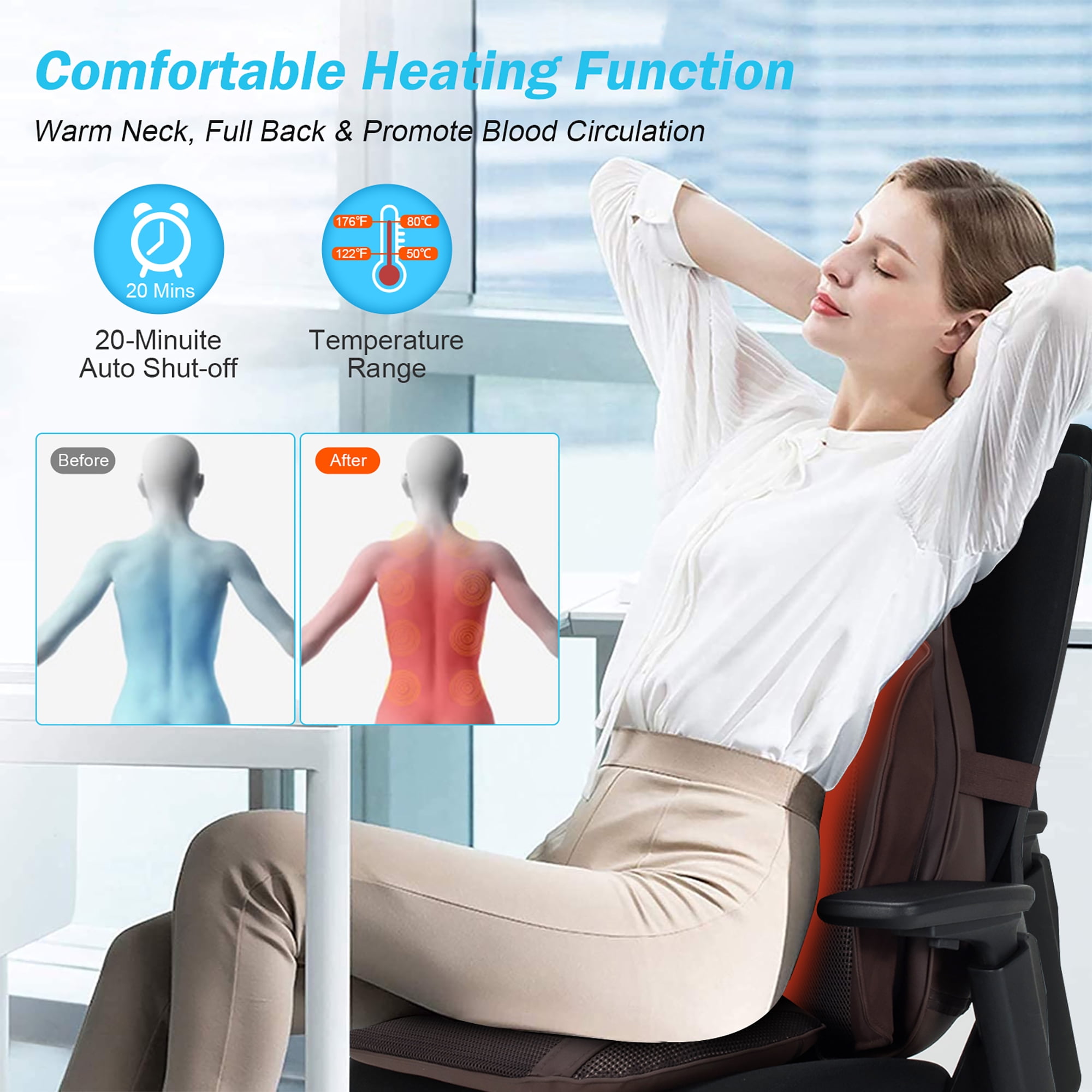 Shiatsu massage cushion with heat massage chair pad sale